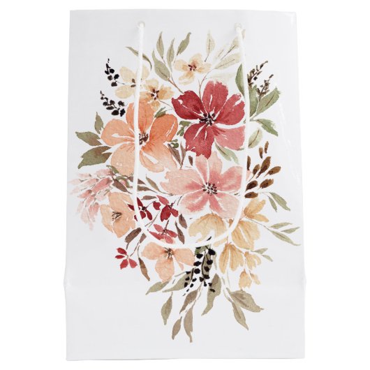 Pretty Pink Floral | Personalized Birthday Mittlere Geschenktüte (Rückseite)