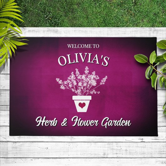 Pretty Pink & Floral Personalized Welcome Fußmatte