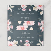 Pretty Pink Floral Wedding Table Blue Platzkarte (Außenseite Aufgefaltet)