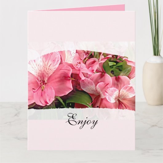Pretty Pink Flower Folded Greeting Card Karte (Vorderseite)