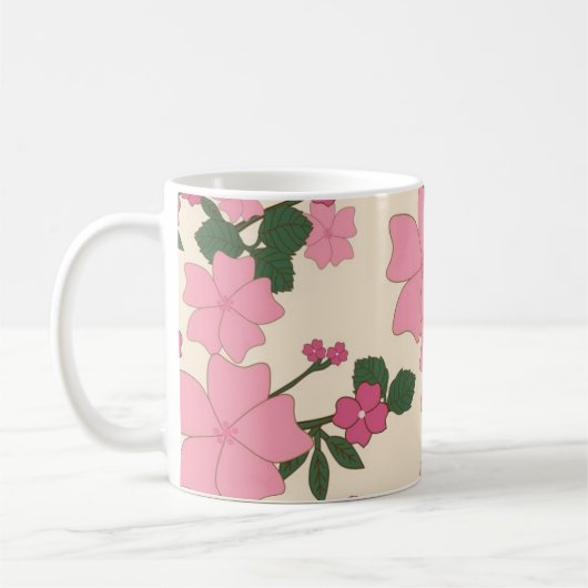 Pretty Pink Flower Pattern Kaffeetasse (Links)