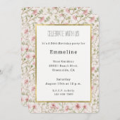 Pretty Pink Flowers Birthday Einladung (Vorne/Hinten)