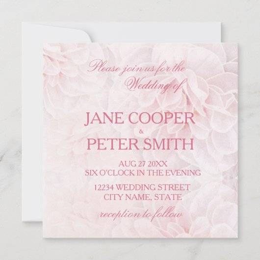 Pretty pink flowers Budget Wedding Invitation Einladung (Vorderseite)