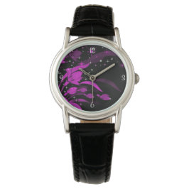 Pretty Pink Flowers Starbursts Sparkle Armbanduhr