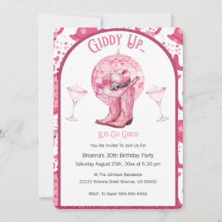 Pretty Pink & Glitter Cowgirl Birthday Invitation Einladung