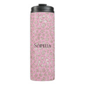 Pretty Pink Glitzy Glitter Sparkle Leopard Thermosbecher (Vorderseite)