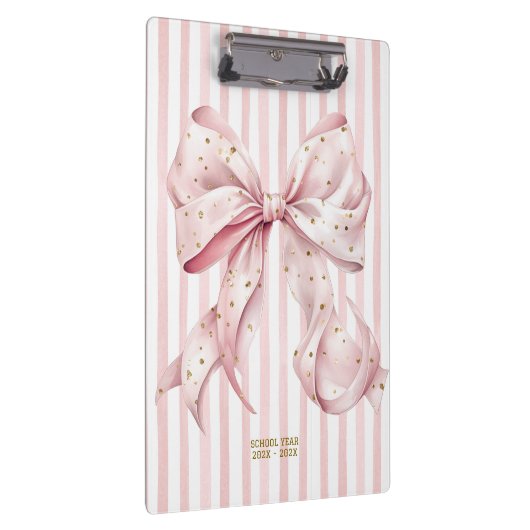Pretty Pink Gold Confetti Bow  Klemmbrett (Rechts)