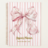 Pretty Pink Gold Confetti Bow School Planner Planer (Vorderseite)