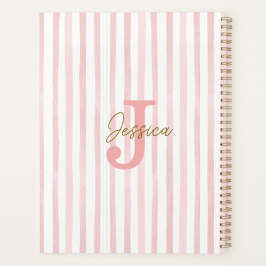 Pretty Pink Gold Confetti Bow School Planner Planer (Rückseite)