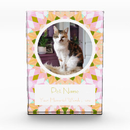 Pretty Pink Green Pet Cat Dog Memorial Keepsake Fotoblock