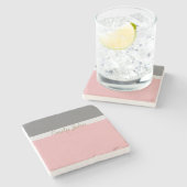 Pretty Pink & Grey Stone Coaster Steinuntersetzer (Seitenansicht)