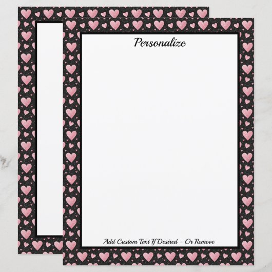 Pretty Pink Hearts on Black Personalized (Vorne/Hinten)