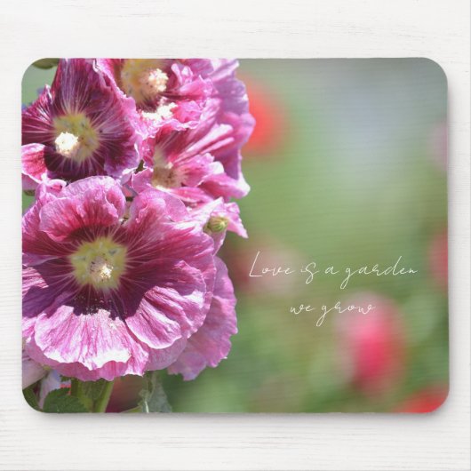 Pretty Pink Hollyhock Flowers Photography   Mousepad (Vorne)