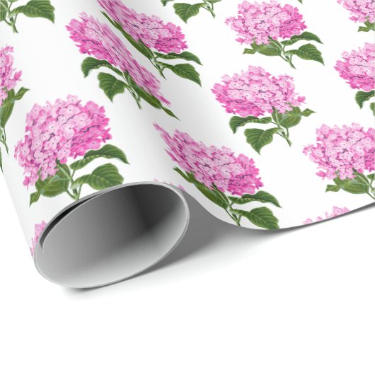 Pretty Pink Hydrangea Flower Blossom  Geschenkpapier (Rolleneckpunkt)
