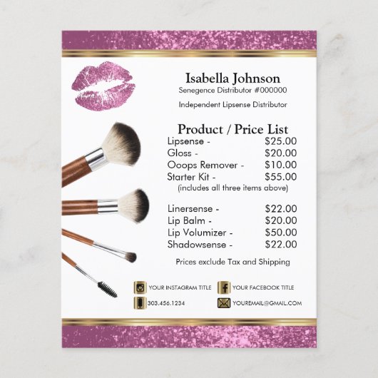 Pretty Pink Lip Glitter Product / Price List Flyer (Vorne)