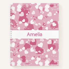 Pretty Pink Love Heart Personalized Notizblock