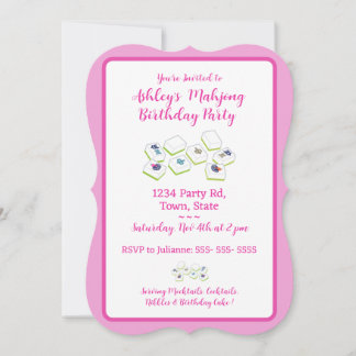 Pretty Pink Mahjong Birthday Invitation Einladung