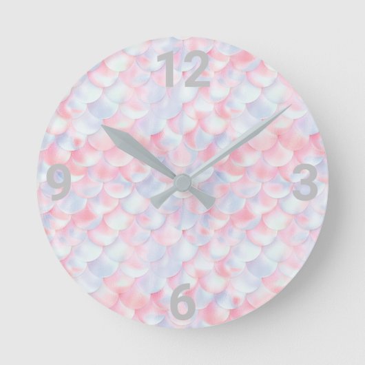 Pretty Pink Mermaid scale WALL CLOCK Runde Wanduhr (Vorderseite)
