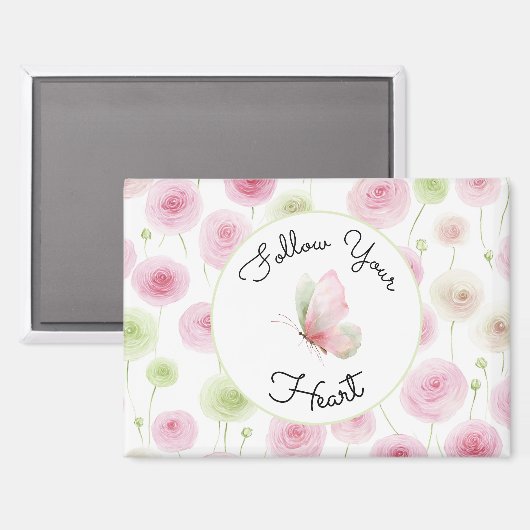 Pretty Pink Mint Ranunculus Quote Magnet (Vorderseite/Rückseite)