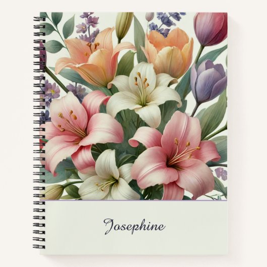 Pretty Pink Orange Watercolor Floral Notizblock (Vorderseite)