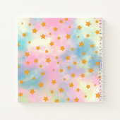 Pretty Pink Pastel with Gold Stars Monogram Square Notizblock (Rückseite)