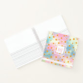 Pretty Pink Pastel with Gold Stars Monogram Square Notizblock (Innenseite)