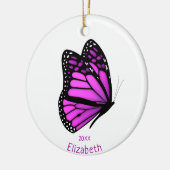 Pretty Pink Purple Flitting Butterfly Personalized Keramik Ornament (Links)