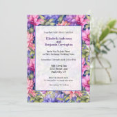 Pretty Pink Purple Garden Flowers Wedding Einladung (Stehend Vorderseite)