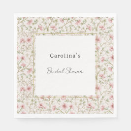 Pretty Pink Romantic Floral Bridal Shower Serviette