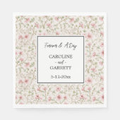 Pretty Pink Romantic Floral Wedding Serviette (Vorderseite)