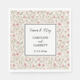 Pretty Pink Romantic Floral Wedding Serviette