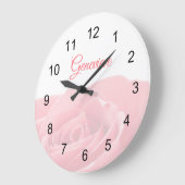 Pretty Pink Rose Personalized with Name Wall Clock Große Wanduhr (Winkel)