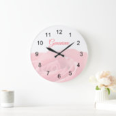 Pretty Pink Rose Personalized with Name Wall Clock Große Wanduhr (Zuhause)