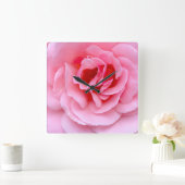 Pretty pink rose quadratische wanduhr (Zuhause)