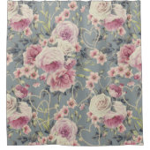 Pretty Pink Roses and Pearl Hearts Pattern Duschvorhang (Vorderseite)