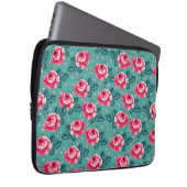 Pretty Pink Roses and Polka Dot Pattern on Teal Laptopschutzhülle (Vorne Rechts)
