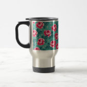 Pretty Pink Roses and Polka Dot Pattern on Teal Reisebecher (Links)