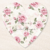 Pretty Pink Roses Bridal Shower Untersetzer (Vorderseite)