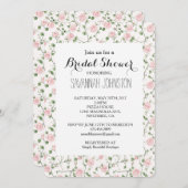 Pretty Pink Roses Floral Bridal Shower Einladung (Vorne/Hinten)