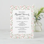Pretty Pink Roses Floral Bridal Shower Einladung (Stehend Vorderseite)