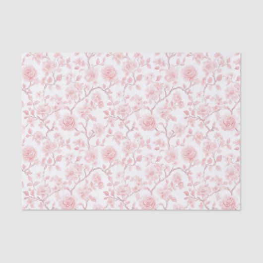 Pretty Pink Roses Floral Bridal Shower Seidenpapier (Vorderseite)