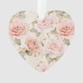 Pretty Pink Roses Floral Christmas Ornament (Rückseite)