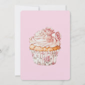 Pretty Pink Roses Floral Cupcake Bridal Shower Einladung (Rückseite)