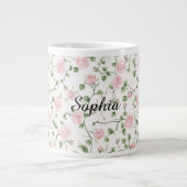 Pretty Pink Roses Floral Jumbo-Tasse (Vorderseite)