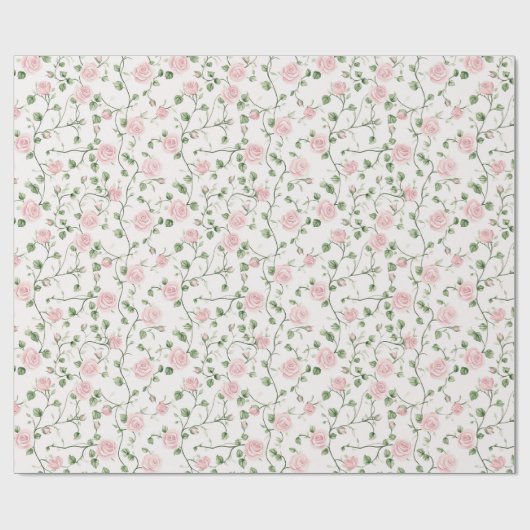 Pretty Pink Roses Floral Wedding Geschenkpapier (Flach)