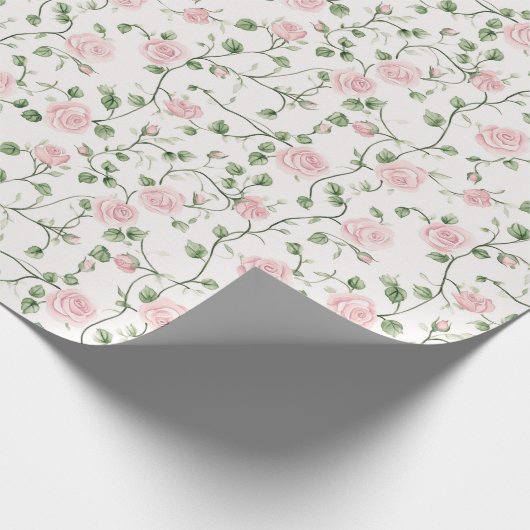 Pretty Pink Roses Floral Wedding Geschenkpapier (Ecke)
