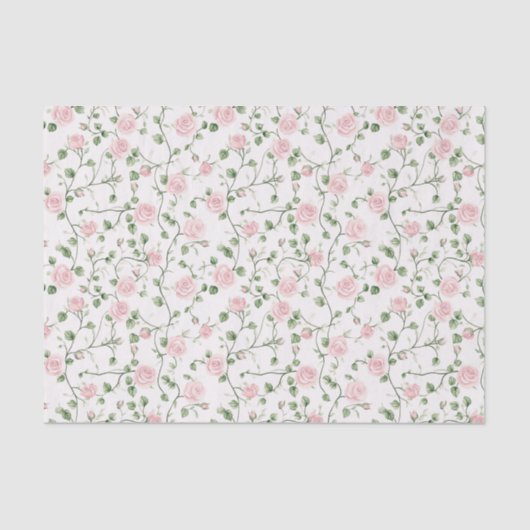 Pretty Pink Roses Floral Wedding Seidenpapier (Vorderseite)