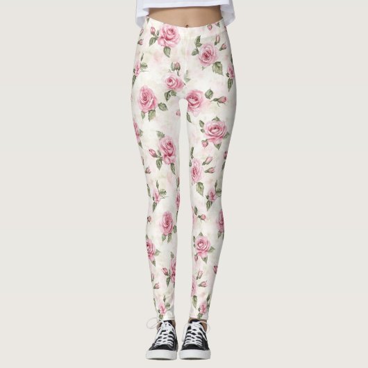 Pretty Pink Roses Leggings (Vorderseite)