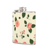 Pretty Pink Roses Pastel Pink Pattern Flachmann (Links)