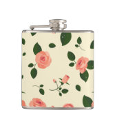 Pretty Pink Roses Pastel Pink Pattern Flachmann (Vorderseite)